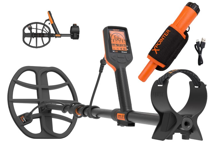 Quest X10 IDmaxX Metalldetektor & Xpointer Pinpointer (Farbe orange)